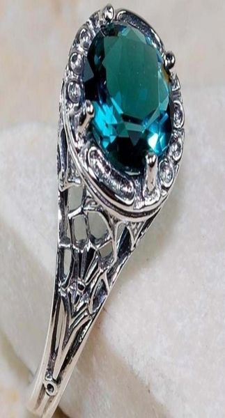 Anillos de plata de topacio verde anillos de compromiso de zafiro con CZ CZ para mujeres joyas femeninas 1341639