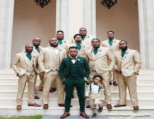 Green Trajes de Hombre Men Suits voor bruidegom bruiloft Tuxedos Groomsmen outfits 3 -delige bruidegom kleding man blazer terno masculino7010951