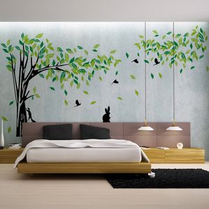 Autocollant mural arbre vert grand amovible salon TV Stickers muraux décor à la maison bricolage affiche autocollants vinilos paredes