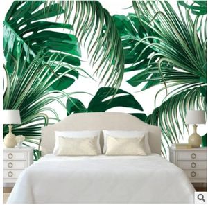 Groene Tropische Jungles Palm Boom Bladeren Woods Wallpaper Brood Bloemen Bos Natuurlijke Plant Niet-Geweven Muurdocument voor Childs Room