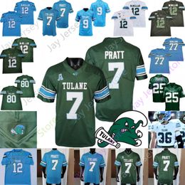 Maillots de football vert Tulane Wave Maillot Ncaa College Matt Forte Michael Pratt Tyjae Spears Dorian Williams sur Clark Keys Iii J