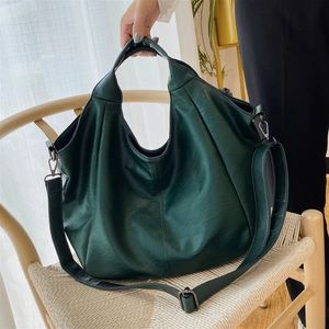 Bolsos de hombro únicos verdes Diseño grande Shopper Tote Gran capacidad Hobos Bag Lady Soft Leather Messenger Handbag Sac 240305