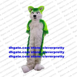 Groen Wit Long Fury Furry Wolf Mascot Costume Fox Husky Dog Fursuit Alaskan Malamute Allen Allen Lovely Student Activity ZX668