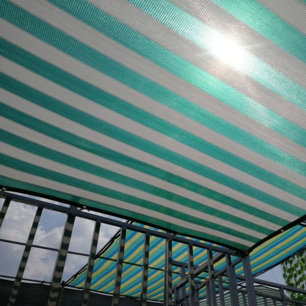 Blanc Green Stripes Sun Mesh Shade Block Net Net Sun Topy Auvent Jardin Outdoor