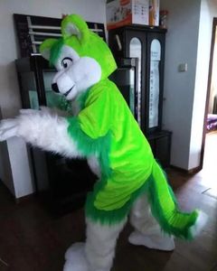 Costume de mascotte loup vert taille adulte mignon loup carnaval fête Cosply Mascotte Costume Kit publicité fête d'anniversaire Costume tenue