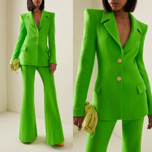 Green Woman Blazer Sets Pantalons longs Custom Made Office Lady Two-Pieces Single Breasted Business Wear