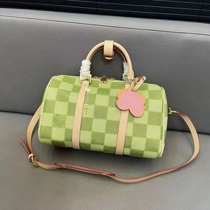 Groene dames dambord contrastzakken Travel messenger ontwerper lederen schouderbagage tas mannen lederen rugzak reistas bagage b chwb