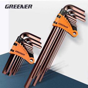 Greener 9 piezas llave Allen métrica pulgadas L tamaño hogar mantenimiento plano bola extremo Torx llave herramienta conjunto