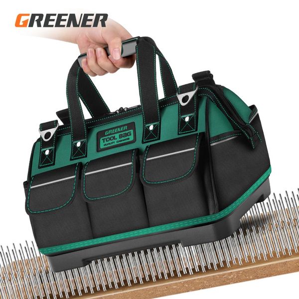 Bolsa de herramientas multifunción más verde 1680D tela Oxford electricista multibolsillo impermeable kit de herramientas de almacenamiento anticaída 240123