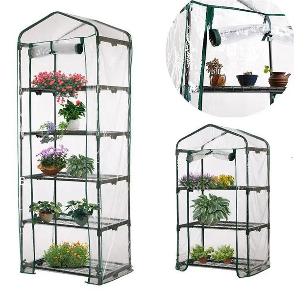 Cubierta de invernadero para el hogar, tienda de cultivo de plantas al aire libre, cubierta de PVC para jardín, casa verde, accesorios para ventanas de jardinería, sin estante de hierro 240108