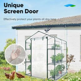 Greenhouse for Outdoors with Screen Door Windows 3 Tiers 8 étagères mini Walkin Plant Plante Garden Green House Kit Heavy 240415