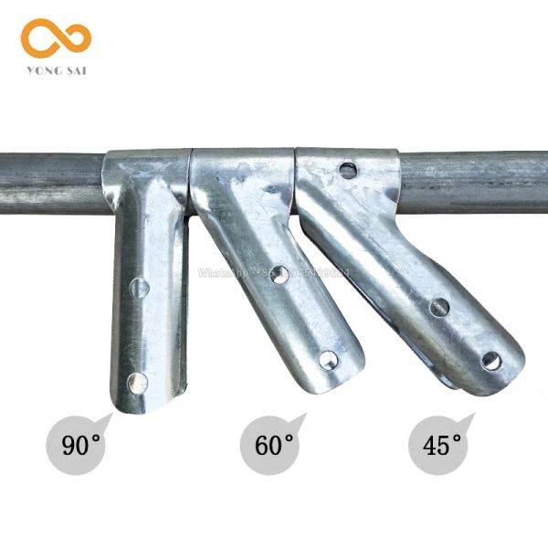 Connecteur de tuyaux en acier à effet de serre, accessoires de fixation de cadre pour la serre reproductive, 45 ° / 60 ° / 90 °
