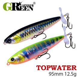 GREENSPIDE hélice crayon Topwater leurre de pêche 95mm 125g accessoires de matériel de bar leurres d'eau salée appâts de poisson 240312