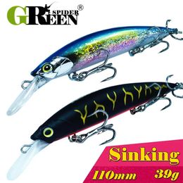 GREENSPIDER 110mm39g Para Pesca Isca Kunstmatige Leurre Souple Vissen Lokken Wobbler Harde Minnow Vissen Lokken ABS Plastic Aas 240123