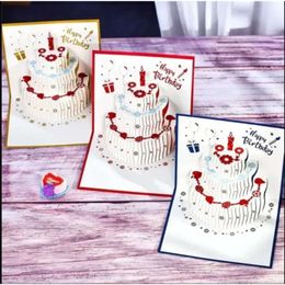 Groet 3D UPS Verjaardagskaarten Happy Cake Pop-up cadeau voor kinderen moeder met envelop handgemaakte geschenken 0126 s