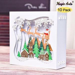 Cartes de voeux 10 Pack Carte de Noël 3D Vacances Popup Année Joyeux Noël Fournisseur en gros 230411