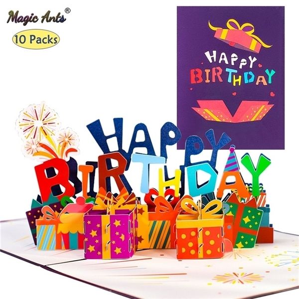 Cartes de voeux 10 Pack Card de joyeux anniversaire pour femme maman papa enfants Gift Pop-up 3d 220930
