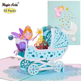 Cartes de voeux 10 Pack Pop Up 1er anniversaire carte 3D né bébé fille garçon cartes de voeux pour enfants bébé douche fête fournitures 230714