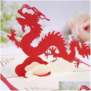 Wenskaarten 100mmx150mm 3d Chinese draak Beste wensen Happy Christmas Card Nieuwjaar DIY Gift ZA4986 Drop Delivery Home Garden Festi Dh5me