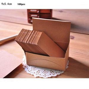 Cartes de vœux 100pcs Mini Kraft Paper Card Mots Mémo Message pour Business Office School Papeterie1