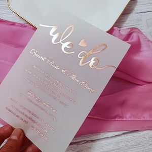 Cartes de voeux 100pcs Rose Gold Silver Foil Print Vellum Invitation de mariage personnalisé pour anniversaire Business Party 231110