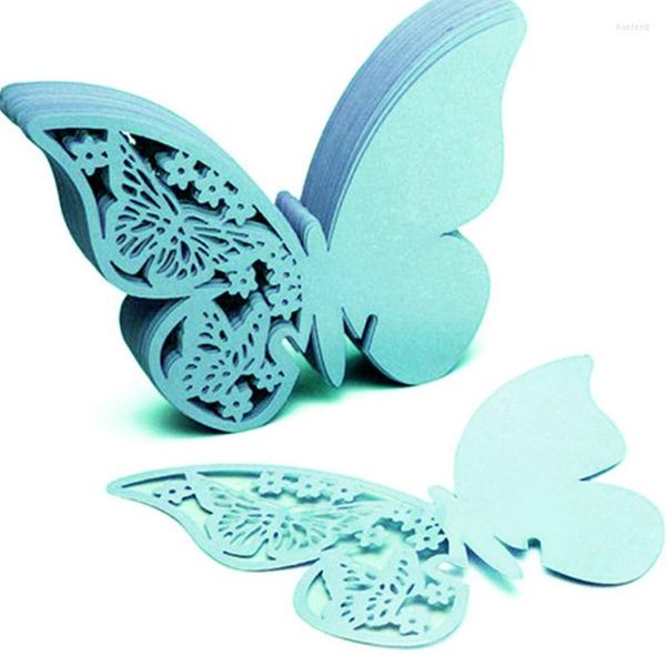 Cartes de voeux 10pcs / belle carte de lieu de papier découpé au laser papillon / carte de tasse d'escorte / verre à vin pour la décoration de fête de mariage