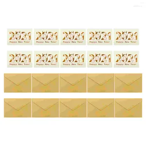 Tarjetas de felicitación 10 piezas dorado dorado con sobres mensaje de bendición de año