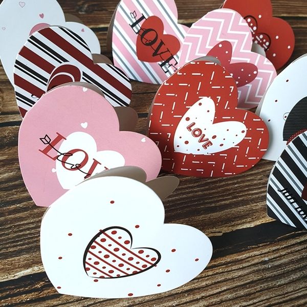 Cartes de voeux 120pcs Mini Coeur Forme Pliant Bénédiction pour la Saint-Valentin Thanksgiving Message Mariage Merci 230411