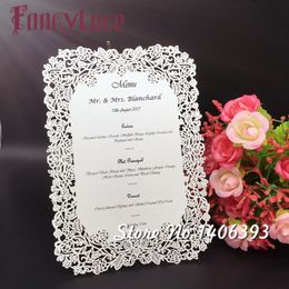 Wenskaarten 17x12cm wit/ ivoor laser gesneden rose tafel plaats kaart diy bruiloft feestmenu kaart 20 pc's/ lot 20 kleuren kunnen worden gekozen 230317