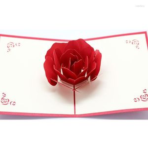 Cartes de voeux 1 pc Rose Fleur 3D Up Avec Enveloppe Mariage Invitation De Mariage Saint Valentin Carte Cadeau Saint Valentin