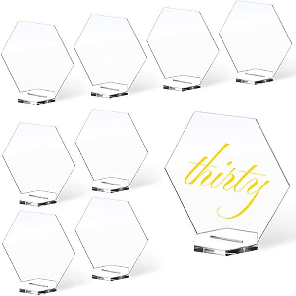 Cartes de voeux 20/30/50pcs Acrylique Transparent Blanc Bricolage Hexagone Table Numéro Signe Place Carte De Mariage Invité Nom Carte De Mariage Banquet Place Carte 220922