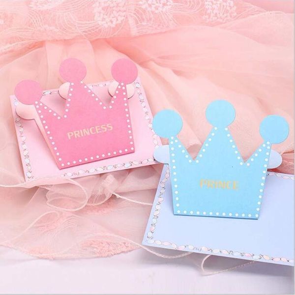 Tarjetas de felicitación 20 piezas Principito o princesa forma de corona tarjeta de felicitación doblada Baby Shower tarjeta de agradecimiento tarjetas de vacaciones de cumpleaños Tarjetas de invitación 230317