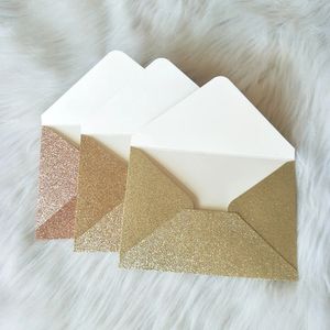 Cartes de voeux 250g A7 Champagne Or Argent Paillettes Enveloppe 195x135mm7.6x5.3inch pour Invitation de Mariage Sac de Poche pour Cartes 25pc 231102