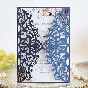 Cartes de voeux 2550pcs Invitations de mariage européen Carte Floral Dentelle Business Anniversaire Faveurs Bridal Douche Party Decor 230411