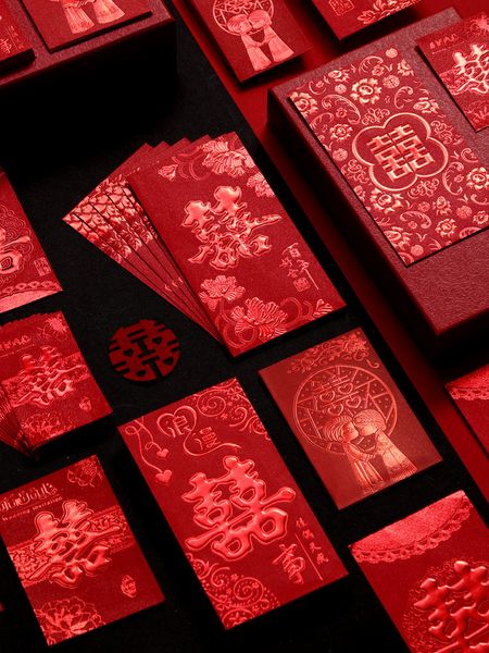 Cartes de vœux 30 pièceslot fournitures de mariage mot chinois Xi poche rouge pour l'argent chanceux enveloppes de cérémonie universelles 221128