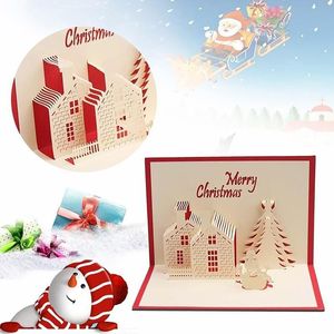 Cartes de voeux 3d cartes de Noël drôles poste de vacances personnalisé décoration de la maison de Noël à la main