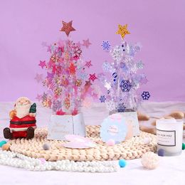 Cartes de voeux 3D Arbre de Noël Carte Anniversaire Coloré Fleur Enveloppe Carte Postale Creux Sculpté À La Main Kirigami Cadeaux