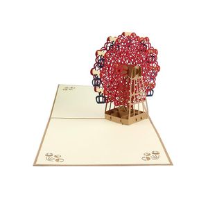 Wenskaarten 3D Ferris Wheel Cut With Envelop Valentine Moge Liefde rond en