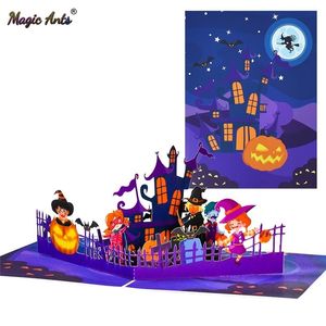 Cartes de voeux 3D Pop-up Hallowmas Cards for Kids Gift Funny Hallows Day Pumpkin Carte de vœux Halloween Postcard 230817