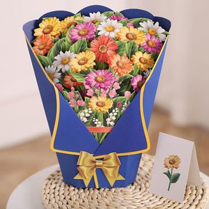 Cartes de vœux 3D Pop Up Cartes de fête des mères Cadeaux Bouquet floral Cartes de vœux Fleurs pour maman femme anniversaire sympathie Get Well 230923
