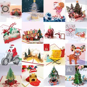 Cartes de voeux 3D Pop UP Santa Cards Marry Cartes de voeux de Noël Invitations de fête Cadeaux Année Carte de voeux Cadeaux d'anniversaire Carte postale 231113
