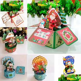 Cartes de voeux 3D Card Up DIY POSE POSE BÉNÉDANCE DÉCORNIER DES JOYE JERIEUX ANNÉE NOEL NOEL NAVIDADADL231012 DROP DIVRI une maison GA DH80Y