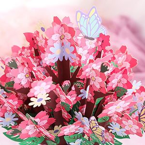 Wenskaarten 3D -Up bloemen Verjaardagskaart Verjaardag cadeaus Postkaart Hydrangea Flower Paper Wedding uitnodigingen