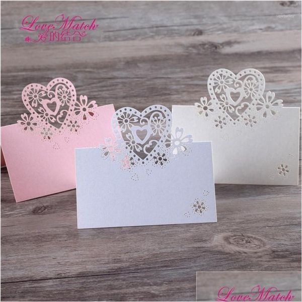 Tarjetas de felicitación 40 piezas Corte con láser Nombre de la mesa de amor Tarjeta de lugar Decoración de la boda Favores de fiesta Suministros de papel de perlas 1 Entrega de gotas Inicio G Otbuq