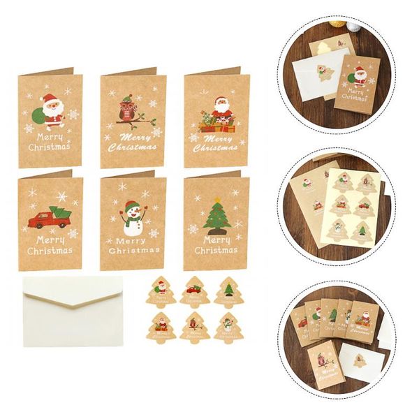 Cartes de vœux 48 pcs Blessing Wish Rétro Creative Autocollants à moitié pliés