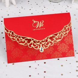 Wenskaarten laser gesneden bruiloft uitnodigingskaart zakelijke wenskaarten met diamant aangepaste bruiloftdecoratie feestbenodigdheden 230714