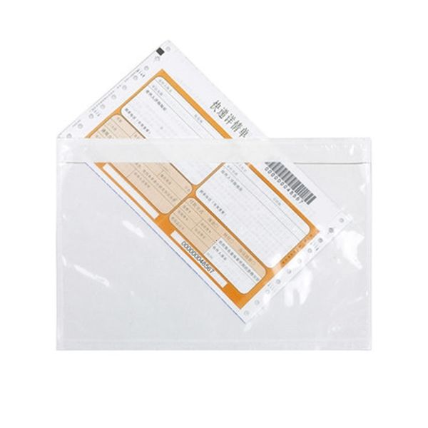 Cartes de vœux 50pcs Sacs en plastique Patch Transparent Bill Bag SelfAdhesive Pocket Custom Express Order Size Emballage Document Packaging 230706