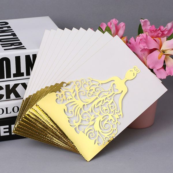 Cartes de voeux 50pcs dix couleurs fille invitation de mariage découpé au laser pour l'anniversaire en option enveloppe carte interne fournitures de fête personnalisées 230411