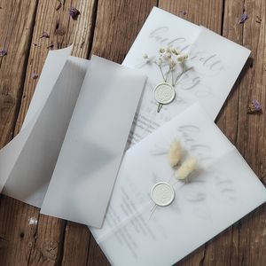 Cartes de vœux 50 pièces A5 Veste en vélin Transparent Invitation Wraps Manches en vélin Porte en vélin Pliez Faire-part de mariage 135 g/m² Papier vélin 230615