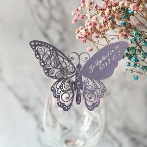 Cartes de vœux 60pcs papillon laser nom lieu carte tasse papier carte table marque verre à vin faveurs de mariage décoration de fête décor de mariage 231102